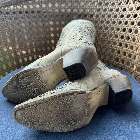 CORRAL WOMEN'S WHITE GLITTER INLAY WESTERN BOOTS 7.5 - Picture 4 of 7